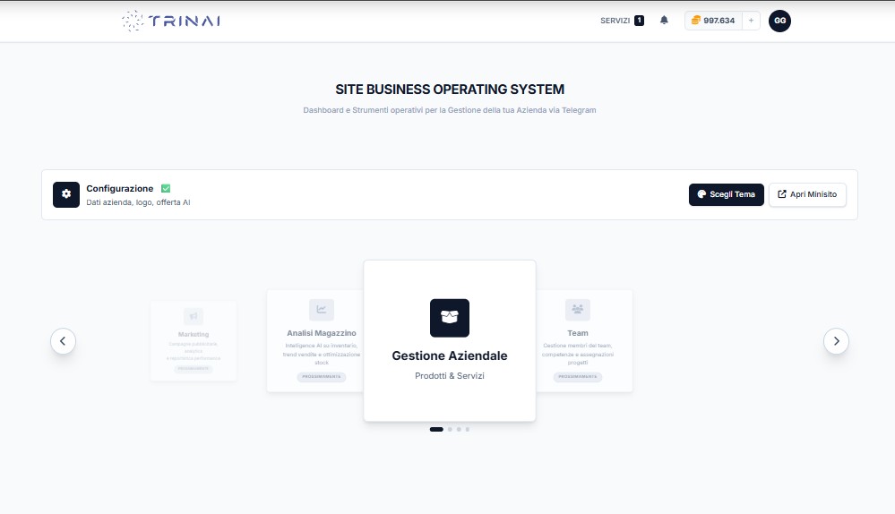 Dashboard Piattaforma Web TrinAI